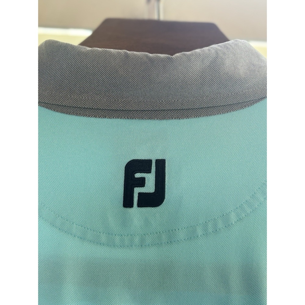 Foot Joy Mens Large Athletic Fit Teal  Pocket Golf Polo Short Sleeve Performance - Picture 8 of 10